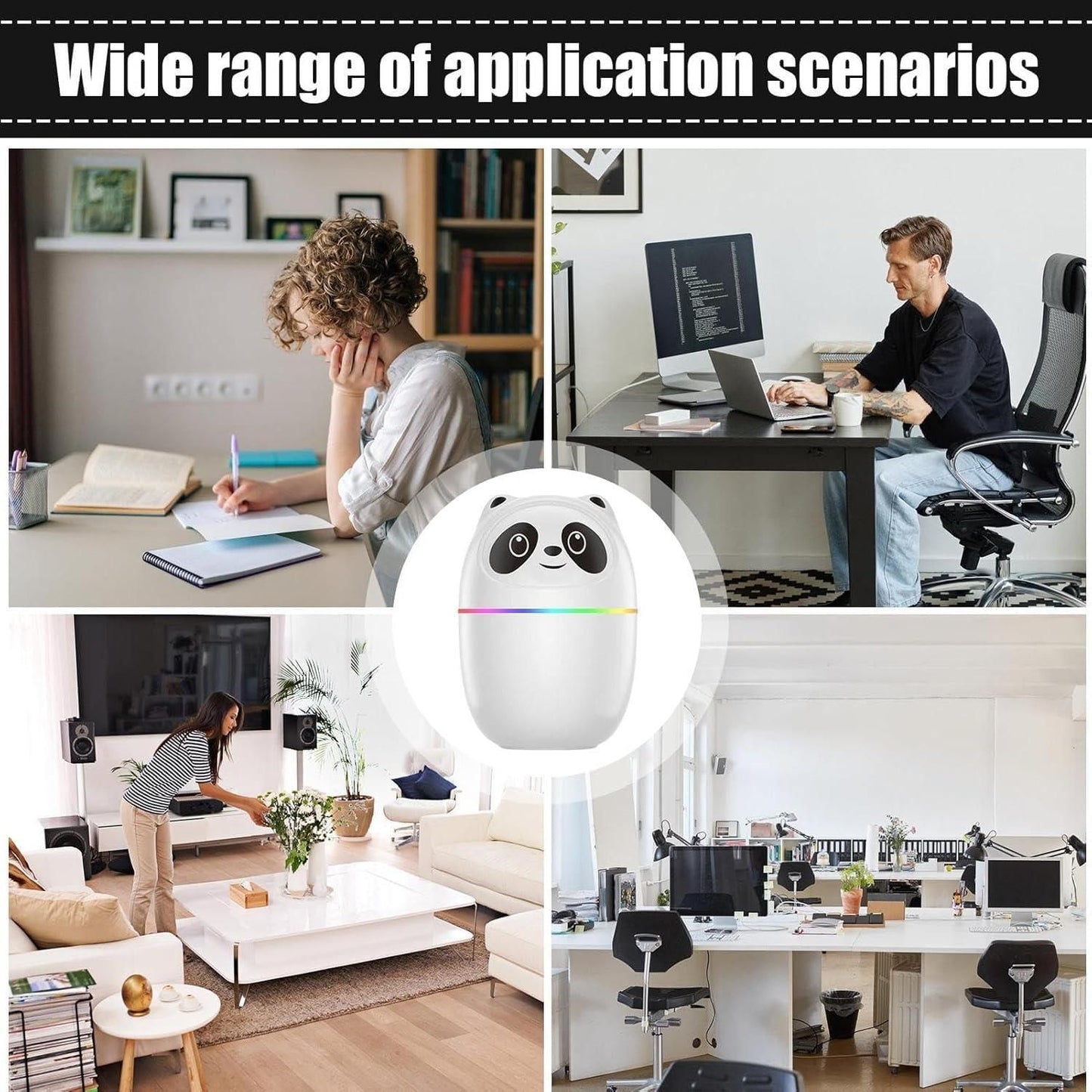 Panda Glow – Mini Mist Humidifier with Night Light