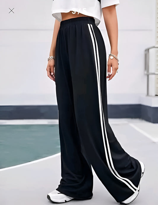 Women's High Waist Wide-Leg Striped Jogger