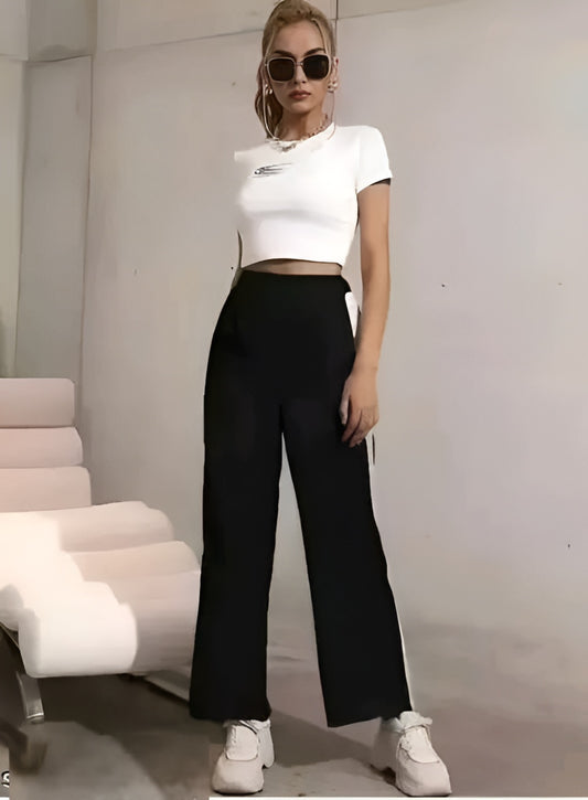 Women's High Waist Wide-Leg Striped Jogger