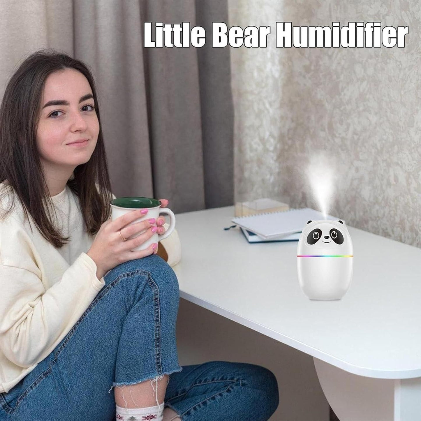 Panda Glow – Mini Mist Humidifier with Night Light