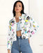 Women’s Printed White Denim Jacket
