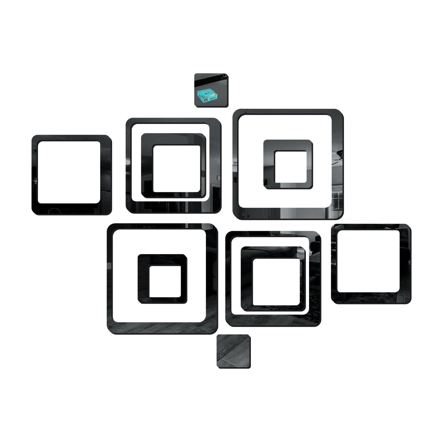 3D Acrylic Mirror Wall Stickers (12 Pcs, Black)