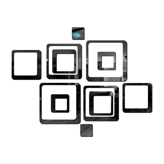 3D Acrylic Mirror Wall Stickers (12 Pcs, Black)