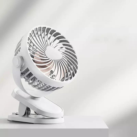 Portable USB Clip Fan (Rechargeable, 360° Rotation)
