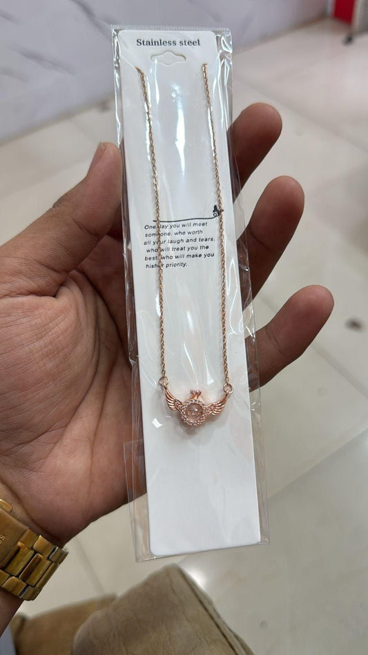 Rose Gold Wings Pendant Necklace