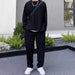 Men’s Black Solid Co-ord Set (T-shirt + Track Pant)