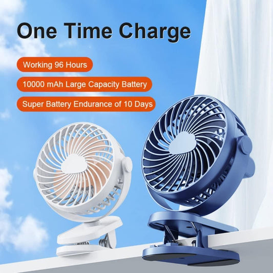 Portable USB Clip Fan (Rechargeable, 360° Rotation)