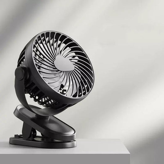 Portable USB Clip Fan (Rechargeable, 360° Rotation)