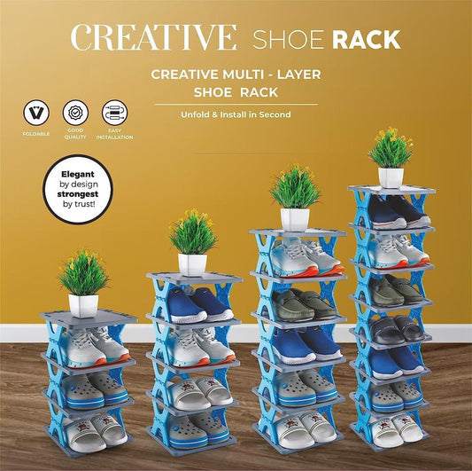 SmartFold™ 6-Layer Foldable Shoe Rack