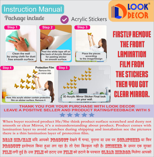 3D Acrylic Mirror Wall Stickers (12 Pcs, Black)