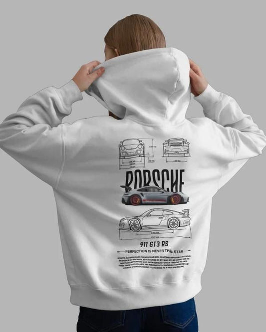 White Graphic Hoodie – Fleece Full Sleeves