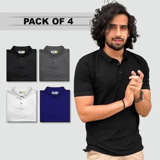 Solid Polo T-Shirts – Pack of 4