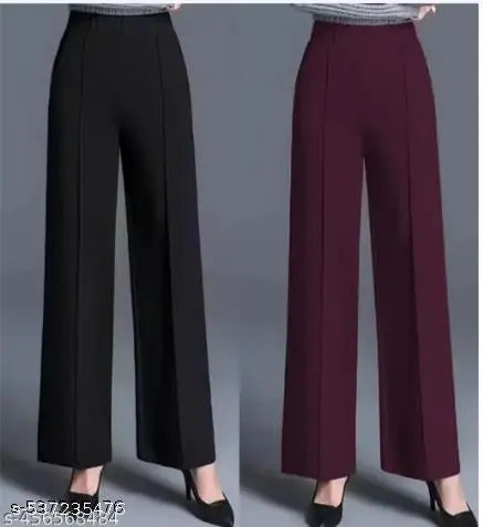 FlowFit – Women's Wide Leg Cotton Pants (Pack of 2)