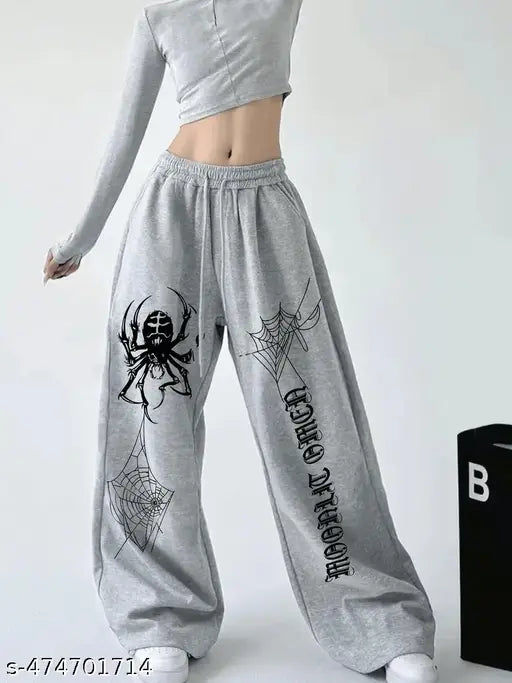 Grey Baggy Fit Joggers for Women