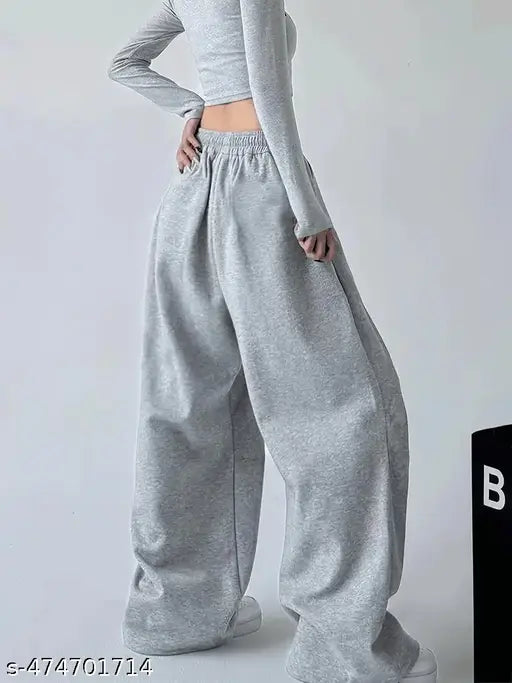 Grey Baggy Fit Joggers for Women